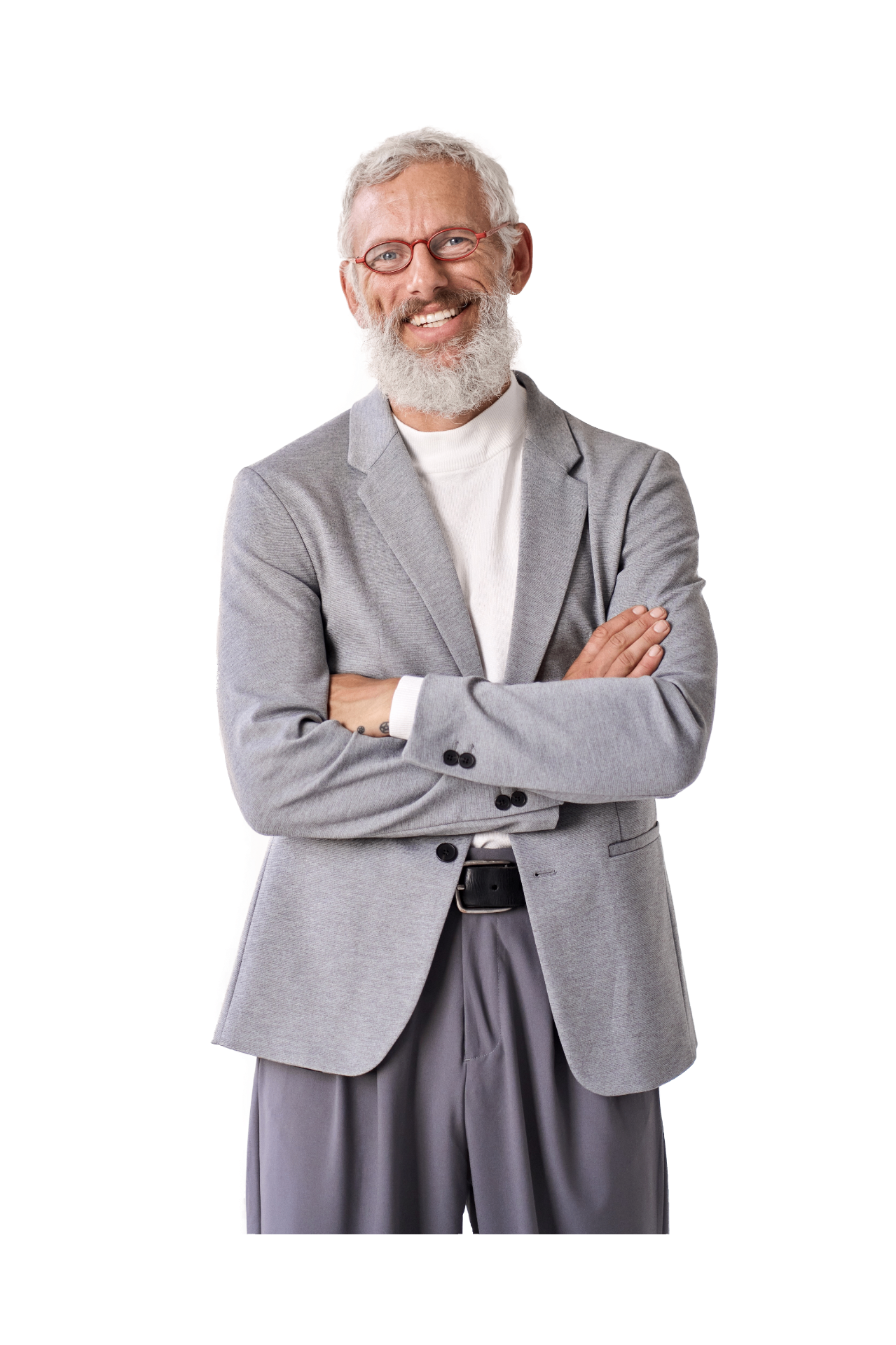 Talent mit Bart und grauem Sakko